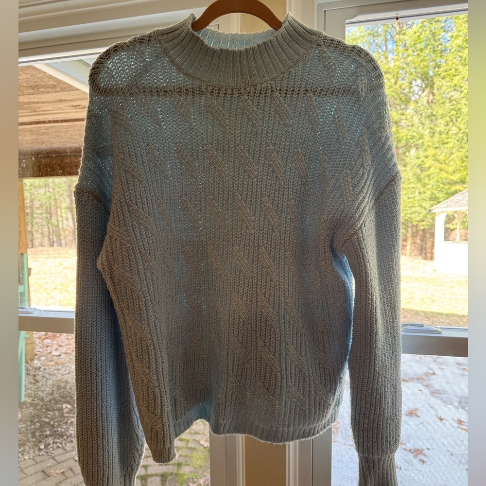 J. Crew Pastel Blue Cable Knit Sweater